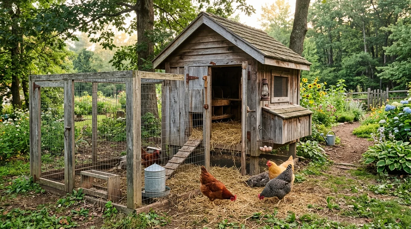 Rustic Weathered Wood Chicken Coop